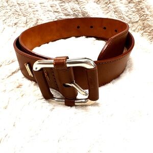Tommy Hilfiger Brown Bonded Leather Mens belt silver toned  buckle